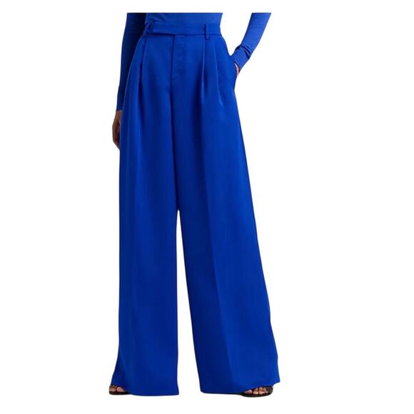 Ralph Lauren Women´s Blue Pleated Wide-Leg Pants Size...